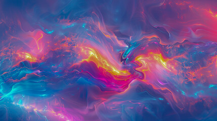 Iridescent Neon Background with Holographic Abstract Patterns and Soft Pastel Colors - Dreamy, Ethereal Digital Art with Seamless Blending