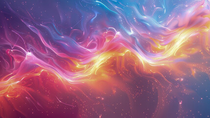 Iridescent Neon Background with Holographic Abstract Patterns and Soft Pastel Colors - Dreamy, Ethereal Digital Art with Seamless Blending