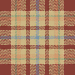Plaid check pattern in orange and red colors. Seamless fabric texture. Tartan textile print.