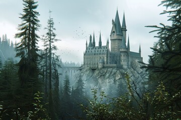 ai generative big castle of magic school