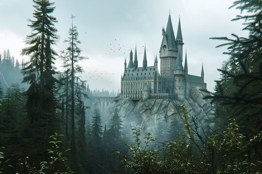 ai generative big castle of magic school