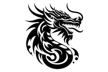 Fototapeta premium Dragon head silhouette vector illustration isolated on transparent background- Generative AI