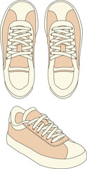 Sneakers shoes vector, Sneakers in flat style, Isolated sneakers shoes fashion, Sneakers drawing flat