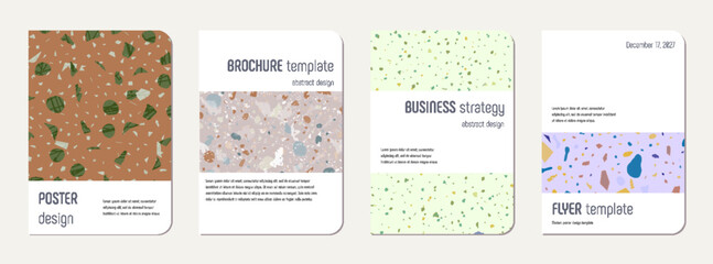 School notebook cover design. Terrazzo abstract