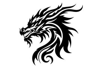 Fototapeta premium Dragon head silhouette vector illustration isolated on transparent background- Generative AI