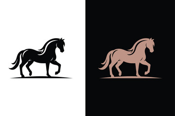 Silhouette horse icon, vector stock modern horse on white background.