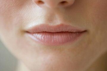 Fototapeta premium Close-up of woman's natural lips with soft smile