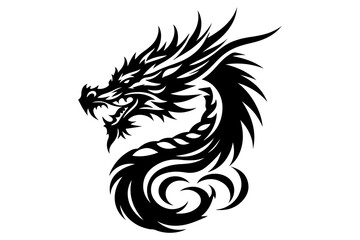 Naklejka premium Dragon head silhouette vector illustration isolated on transparent background- Generative AI