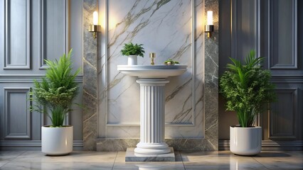Naklejka premium Luxurious White Carrara Marble Pedestal Concept
