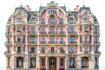 Fototapeta premium Art nouveau tall hotel architecture building housing.