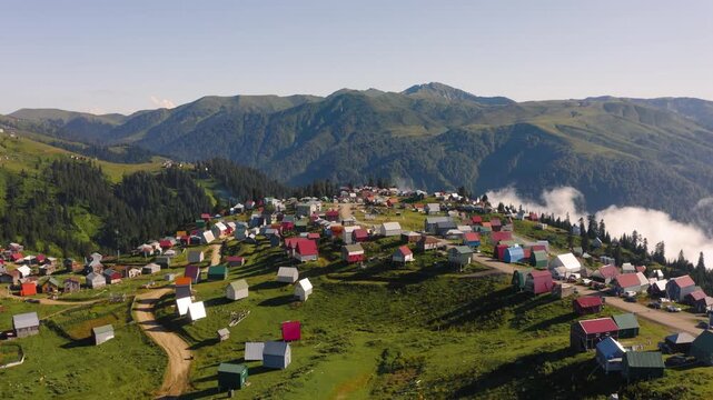 Aerial view of Gomismta village in the Ozurgeti Municipality of Guria in western Georgia