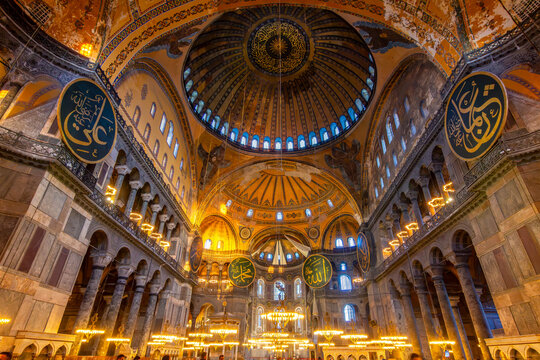 Interiors of Hagia Sophia Grand Mosque, Istanbul, Turkey