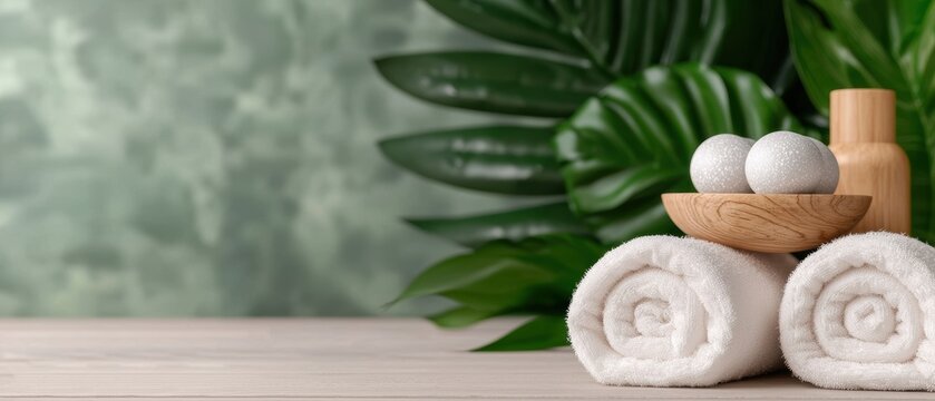 Tranquil Spa Day Delight at a Luxurious Betting Resort - with Holistic Treatments, Selective Focus, Copy Space,