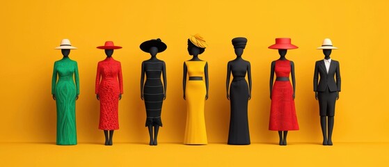 Global Fashion Fusion: Exquisite Attire from Diverse Cultures with Copy Space for Text in