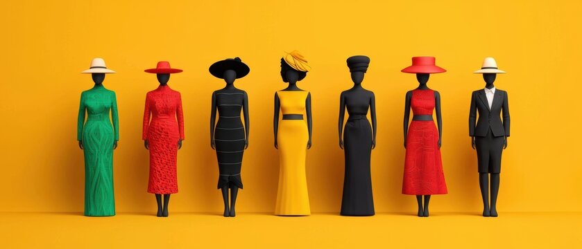 Global Fashion Fusion: Exquisite Attire from Diverse Cultures with Copy Space for Text in