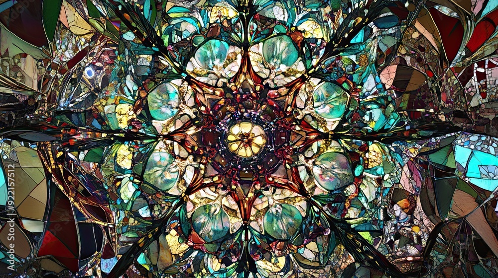 Poster Intricate Abstract Kaleidoscope Design Showcasing Vibrant Colors and Geometric Patterns