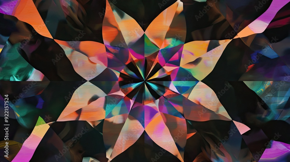 Aufkleber Vibrant Abstract Kaleidoscope Design Featuring Colorful Shapes and Patterns