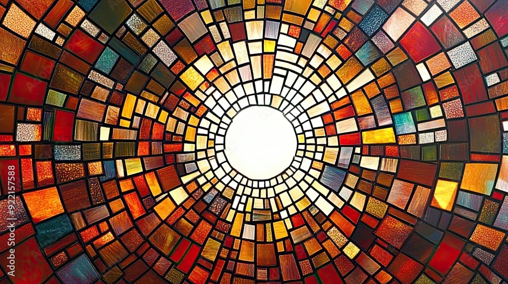 Aufkleber Abstract Kaleidoscope With Vibrant Colors and Geometric Patterns in a Circular Design