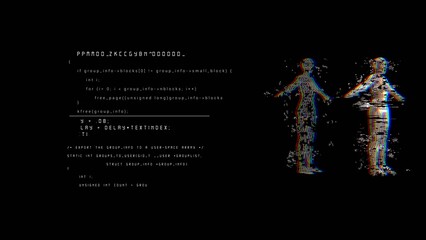 HUD with white lines, text and human 3D sciFi