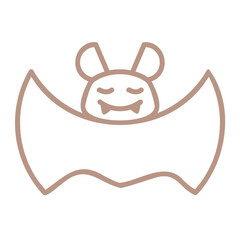 Cute Cartoon Bat Outline Fill Icon