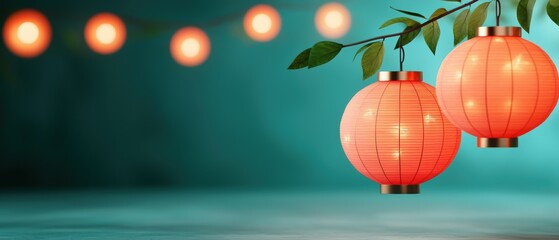 Fototapeta premium Radiant Festival of Lights Illuminating Hope and Good Luck in with Copy Space - Quality