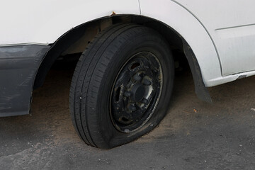 flat tire of an old car