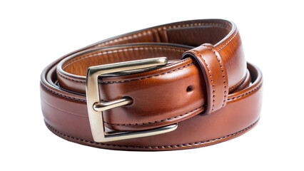 Brown leather belt isolated on transparent background