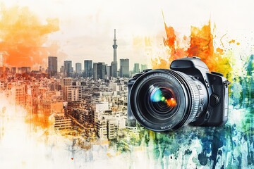 World Photography Day with World Map Background, photographer taking photo. World Photography Day social media banner and instagram banner post design