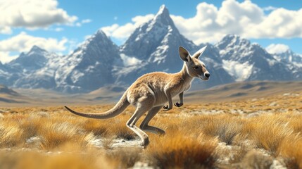Kangaroo Leaping in the Australian Outback