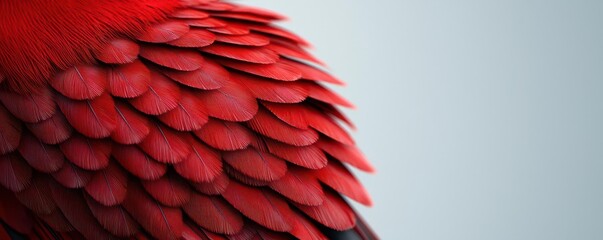 A close-up of a cardinal s bright red plumage with sunlight highlighting every feather, creating a vivid display of color, photorealistic