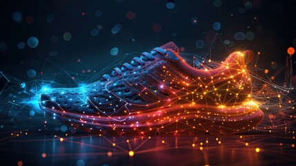 Obraz premium Digital Sneaker with a Glowing Network Design