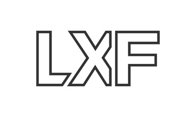 LXF logo design template with strong and modern bold text. Initial based vector logotype featuring simple and minimal typography. Trendy company identity.