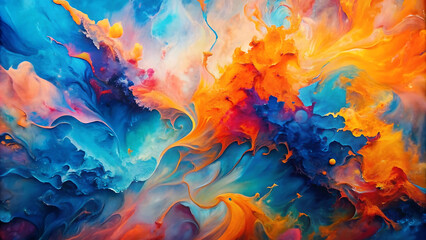 abstract painting of a blue and pink abstract