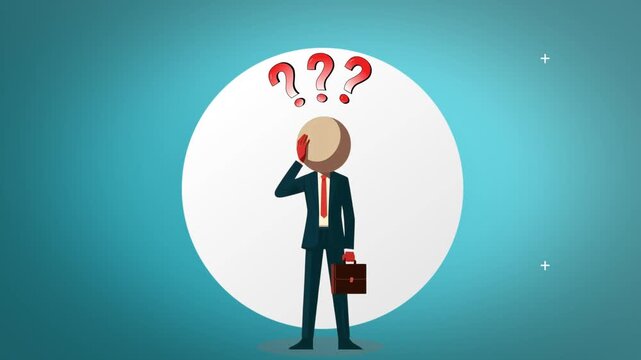 Animation of businessman who is dizzy and worried about the company's workload and financial problems, symbolizing work and financial pressure
