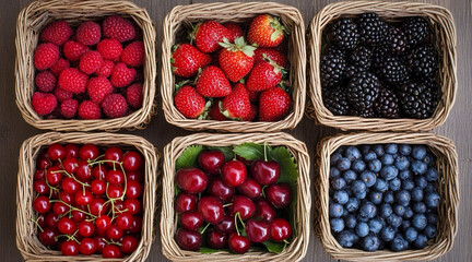 wooden baskets with berries