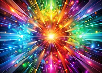 Naklejka premium Prismatic Explosion: Vibrant, Radiant, Kaleidoscopic, Dazzling, Shimmering
