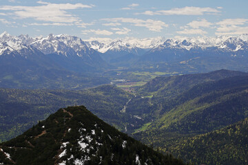 View from Kramerspitz mountain to Garmisch-Partenkirchen, Upper Bavaria, Germany	