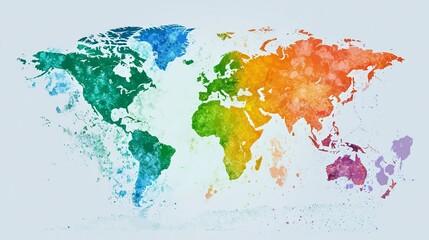 Colorful Watercolor World Map