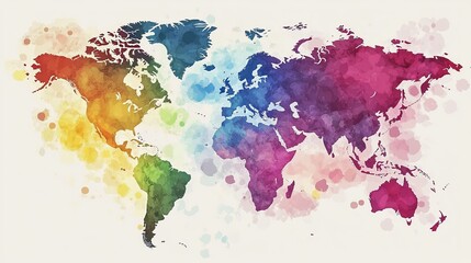 Colorful Watercolor World Map