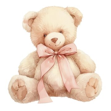 recommend clip art: Adorable teddy bear with bow