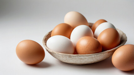 Chicken egg pile on a background, healthy eating concept