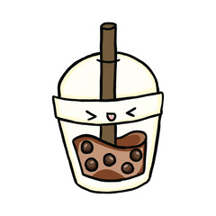 cute kawaii bubble tea cartoon illustration