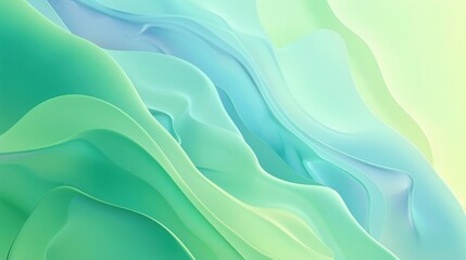 Fototapeta premium An abstract background featuring green gradient transparent wavy curves, creating a fluid and dynamic visual effect
