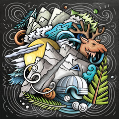 Alaska hand drawn cartoon doodle illustration