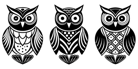 Collection of owl birds, owl birds silhouette vector illustration