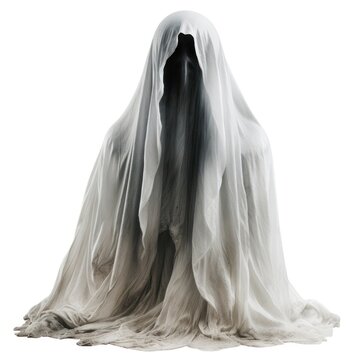 Eerie ghostly figure draped fabric