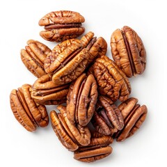 Fototapeta premium Fresh pecans on white background