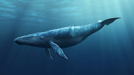 Fototapeta premium a great blue whale swimming in the ocean 