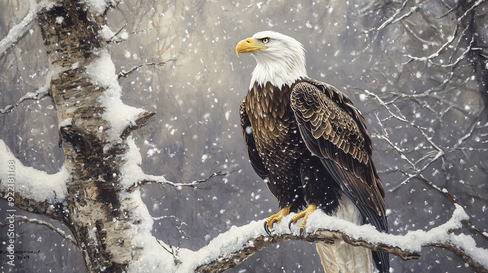 Poster bald eagle in the snow 