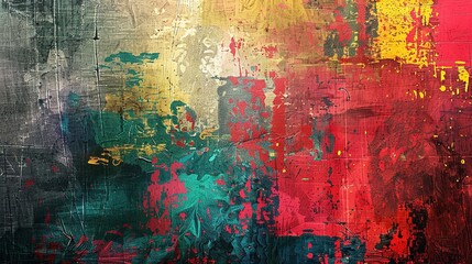 Contemporary painting with a grunge texture and bright